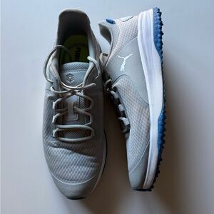 Puma Men's Light Gray and Blue Athletic Shoes size 12